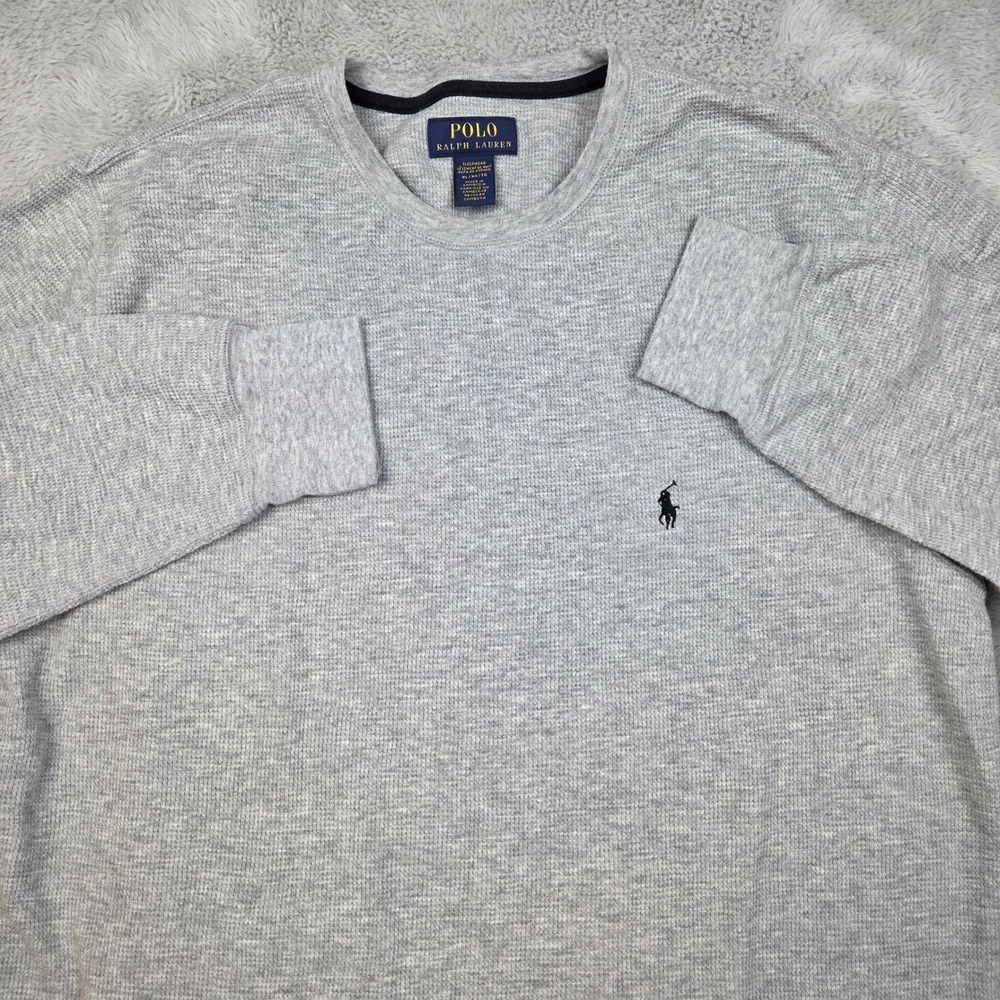 Polo Ralph Lauren Sleepwear Mens XL Waffle Thermal Long Sleeve Crew Neck Gray